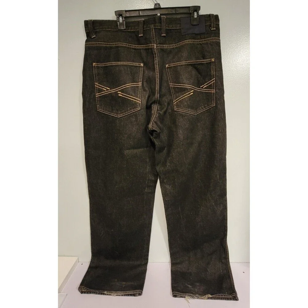 Reverb Jeans Men 36x34 Black Y2K Baggy Straight Leg Relax Fit 100% cotton Denim
